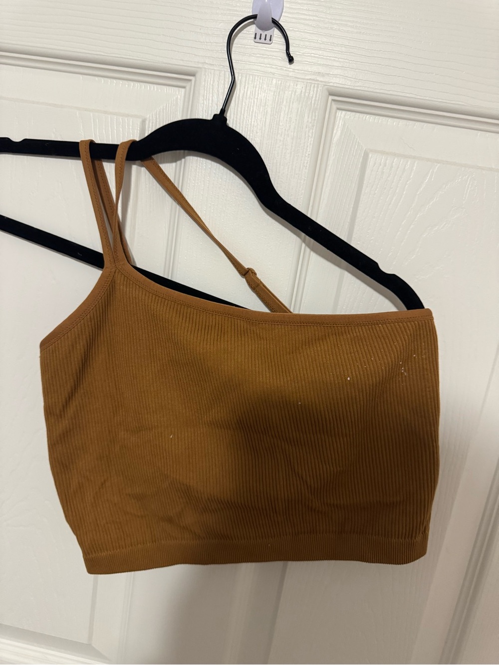 aerie One-Shoulder Ribbed Camisole - Camel Brown
